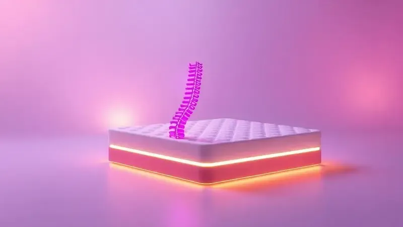 Representação conceitual 3D de suporte ergonômico e conforto para a coluna em um colchão moderno.