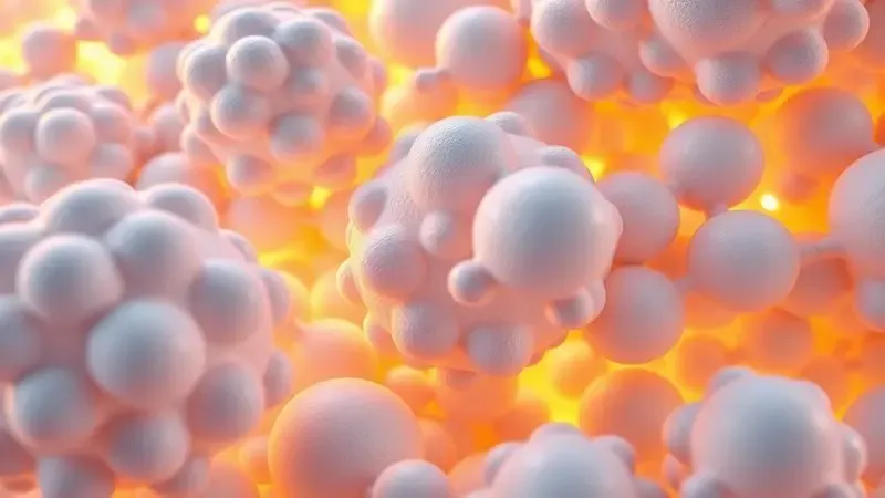 Representação abstrata em 3D de células de espuma de alta densidade com iluminação dourada suave.
